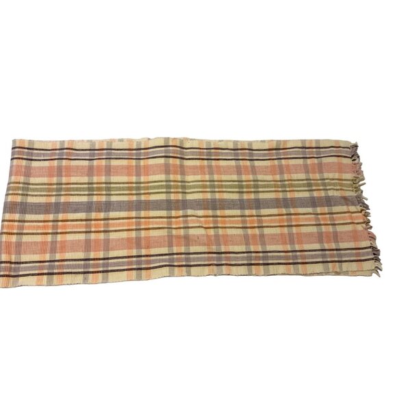 Woven Striped Table Runner 12" X 62" Pastel Orange & Green - Picture 2 of 6